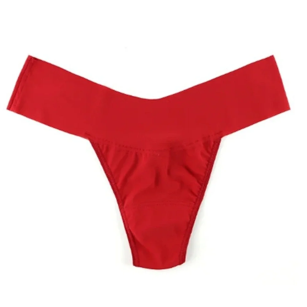 NWT Hanky Panky L Breathe Natural Rise Thong Underwear Panty Red 120226